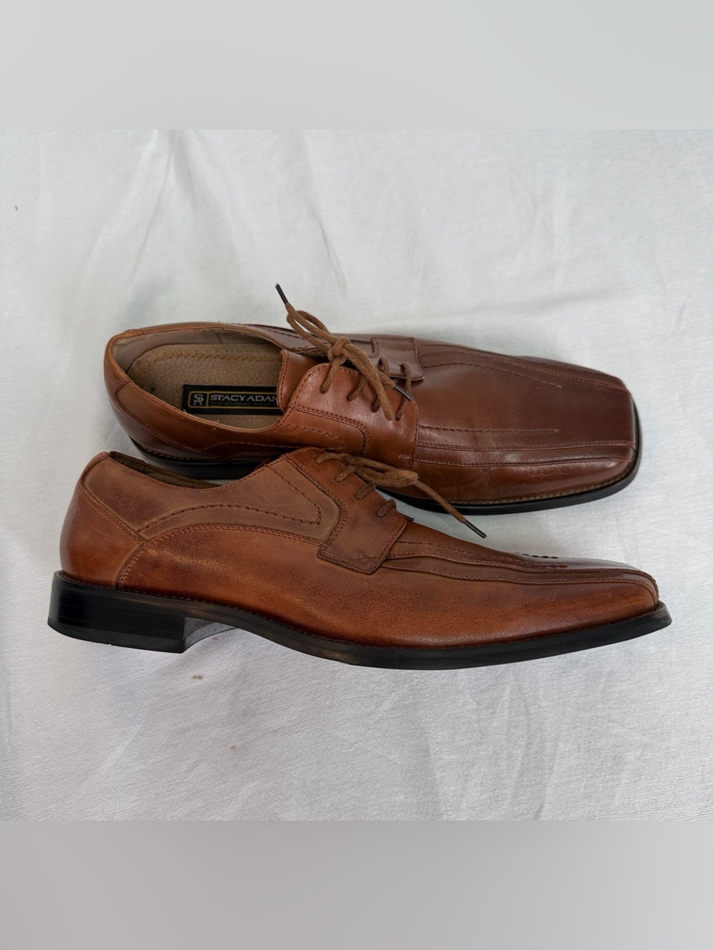 Stacy Adams Brown Leather Lace-Up Derby Shoes for Men